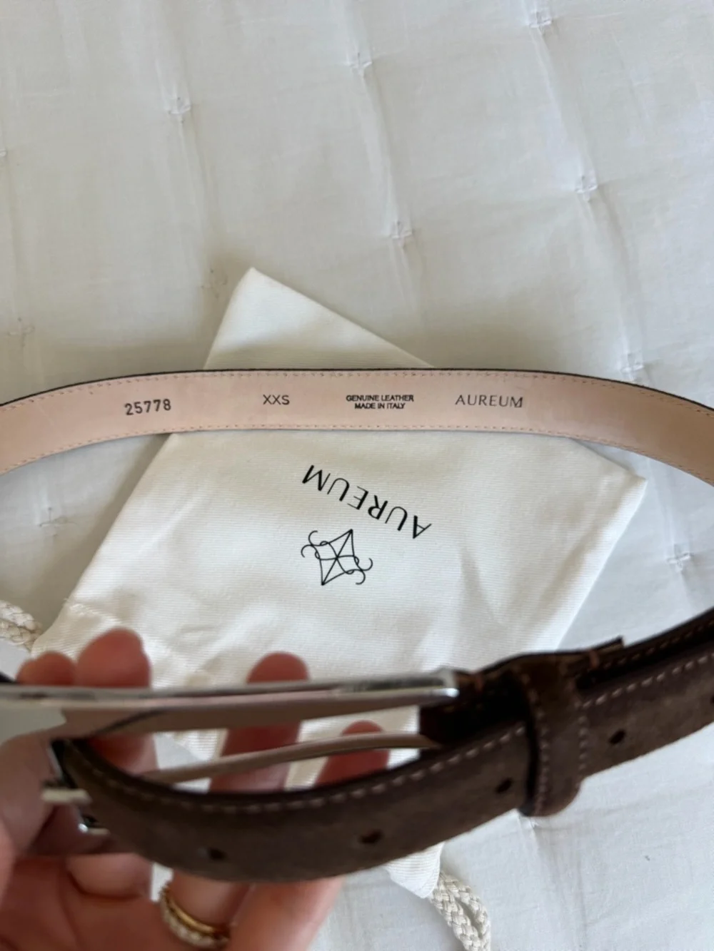 Aureum NWOT XXS No. 10 Belt Chocolate Brown Suede & Silver Buckle